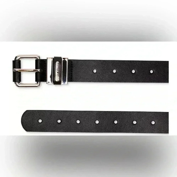 Steve Madden Multi-Loop Silver Black Faux Vegan Leather Belt Large NWT - Picture 2 of 10